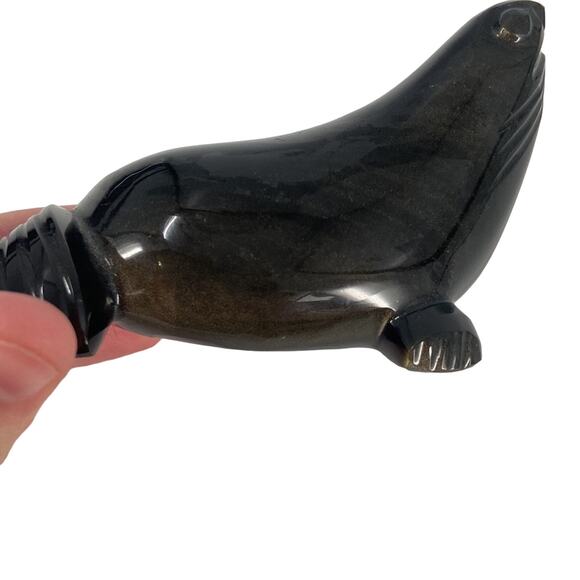 Vintage seal black onyx statue - Picture 5 of 8